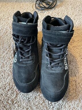 Sparco 001272010N Race 2 Driving Shoe High-Top SFI Size 8.5 Black